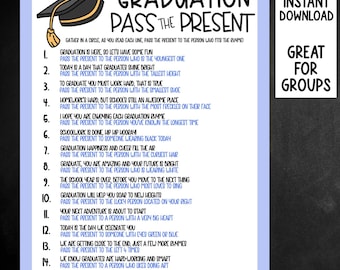 Pass The Present Graduation Game, Printable Group Graduation Game, Left Right Game for Graduation, Easy Graduation Game for Kids and Adults