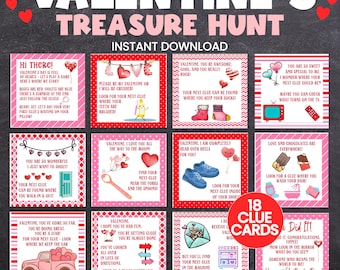Valentine's Treasure Hunt for Kids, Printable Indoor Valentine's Treasure Hunt for Kids, Valentine's Printable Game for Kids, Scavenger Hunt