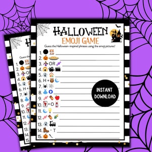 Halloween Emoji Game, Printable Halloween Game for Kids and Adults and Classrooms, Emoji Game for Halloween