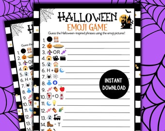 Halloween Emoji Game, Printable Halloween Game for Kids and Adults and Classrooms, Emoji Game for Halloween