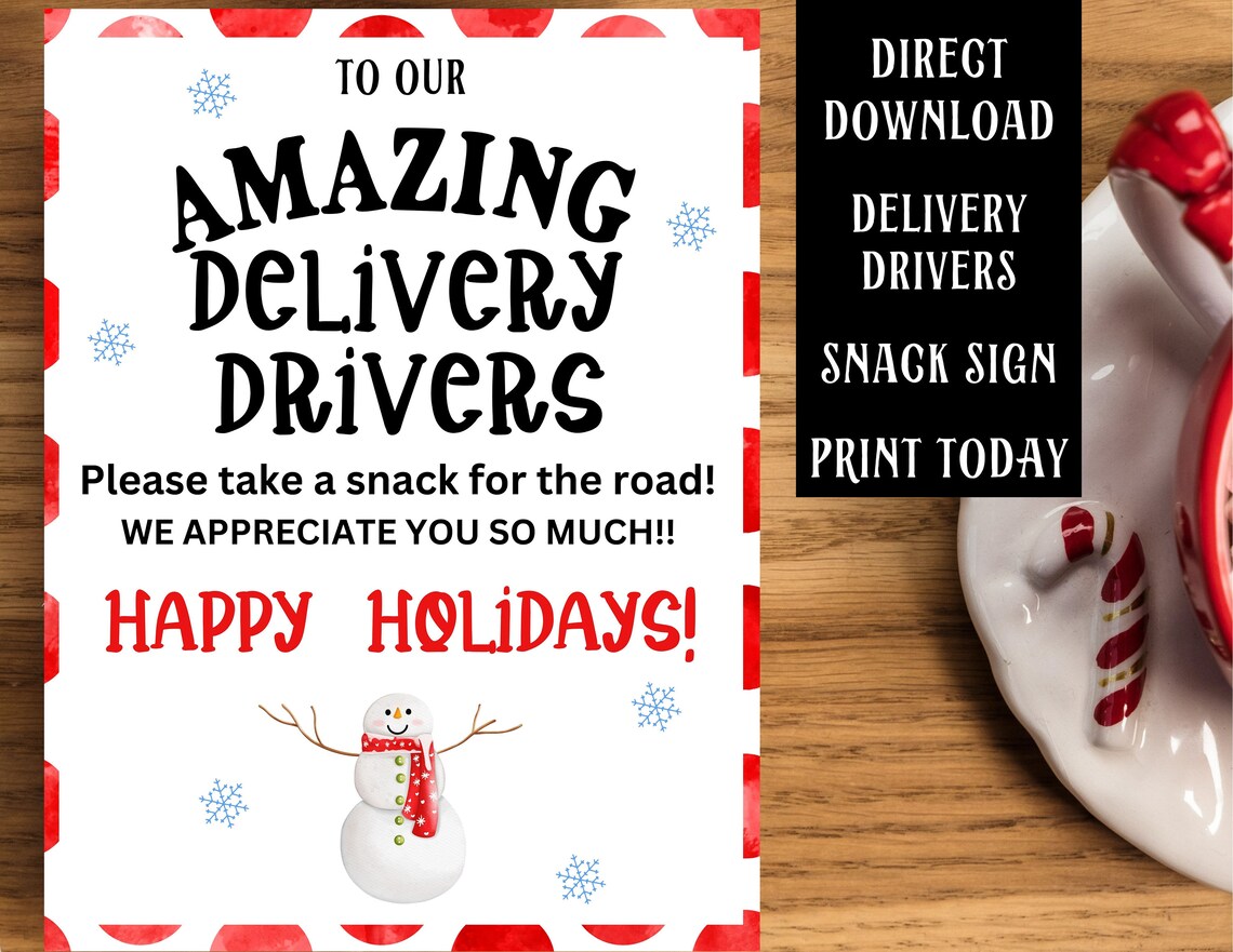 Delivery Driver Snack Sign PRINTABLE Delivery Driver Snack Etsy