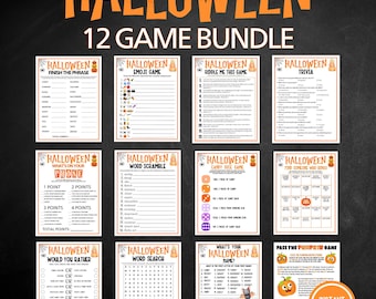 Printable Halloween Games Bundle, Halloween Games for Kids, Adults, Offices and Classrooms