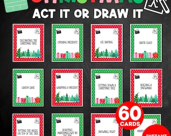 Christmas Charades Game, Printable Christmas Act It or Draw It Game, Kids Christmas Party Game, Adult Christmas Game, Classroom Christmas