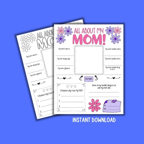 All About Mom, Mother's Day Gift, Kid's Gift for Mom, Mother's Day