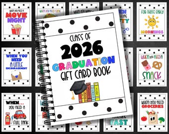 Printable Graduation Gift Card Book, College Gift Card Book, High School Graduation Gift, College Care Package, Personalized Grad Gift