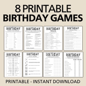 Birthday Party Games, Printable Birthday Game Bundle, Birthday Party Games for Kids and Adults, Birthday Trivia, Birthday Friendly Feud