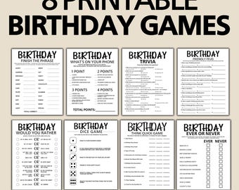 Birthday Party Games, Printable Birthday Game Bundle, Birthday Party Games for Kids and Adults, Birthday Trivia, Birthday Friendly Feud