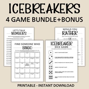 Icebreaker Games Bundle, Printable Conversation Starters, Party Starter Games, Get To Know You Games, Icebreaker Games