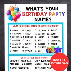 Qual è il tuo gioco di nome per la festa di compleanno con targhette e cartello, gioco per la festa di compleanno, gioco di compleanno per bambini e adulti, attività di compleanno