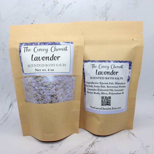 4 oz Artisan Scented Bath Salts in a Resealable Bag - Choose from 8+ Relaxing Scents - Handmade in Small Batches in AZ