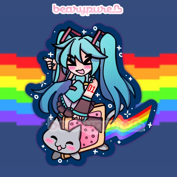 Miku x Nyan Cat Sticker | Hatsune Miku, Nyancat, Vocaloid, Anime, Cute, Kawaii, Meme, Internet Culture