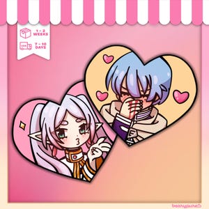 Seductive Technique Frieren and Himmel Sticker&#39;s | Sousou no Frieren Beyond Journey&#39;s End, Hero, Mage, Anime, Valentine, Kiss