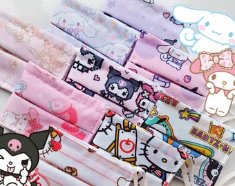 UPDATED! Sanrio My Melody Kuromi Hello Kitty Cinnamonroll PomPom Purin Kawaii Handmade 2 Layer Adjustable Face Mask