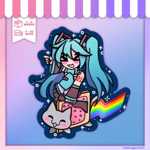 Miku x Nyan Cat Sticker | Hatsune Miku, Nyancat, Vocaloid, Anime, Cute, Kawaii, Meme, Internet Culture