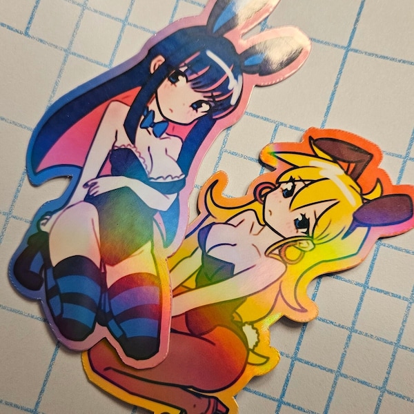 DISCONTINUING SOON PASWG Panty and Stocking Bunny Suit Holographic Stickers