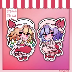 Touhou Scarlet Sisters Stickers | Flandre, Remilia, Touhou Project, Anime, Video Game, Bullet Hell