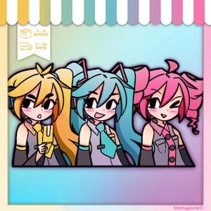 Triple Baka Large Sticker | Car Decal, Akita Neru, Hatsune Miku, Kasane Teto, Vocaloid, Utauloid, Anime