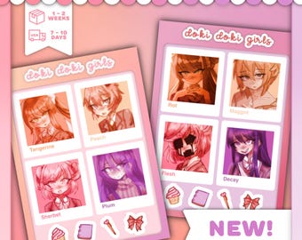 Doki Doki Girls Hue Sticker Pack | DDLC, Monika, Sayori, Natsuki, Yuri, Video Game, Literature Club