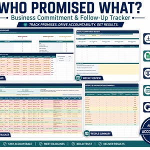Business Follow-Up Tracker Spreadsheet | Commitment & Accountability Dashboard for Excel Sheet
