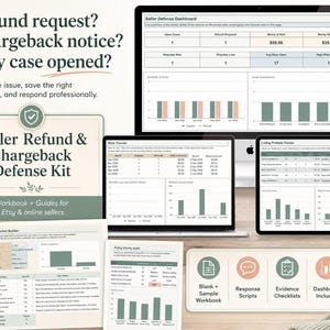 Seller Refund & Chargeback Tracker | Dispute Response Scripts, Evidence Checklist, Excel