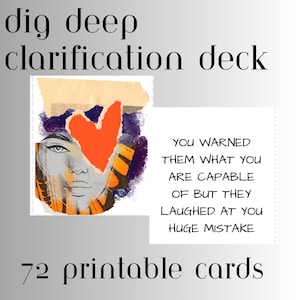 Jeu de cartes Clarification | 72 cartes | Tarot et lectures d'Oracle | Divination | Téléchargement imprimable | Présentation au format PDF | Creusez le tarot par Veda