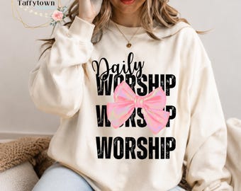 Daily Worship PNG, Christian Bible Quotes, DIY (Digital Download)