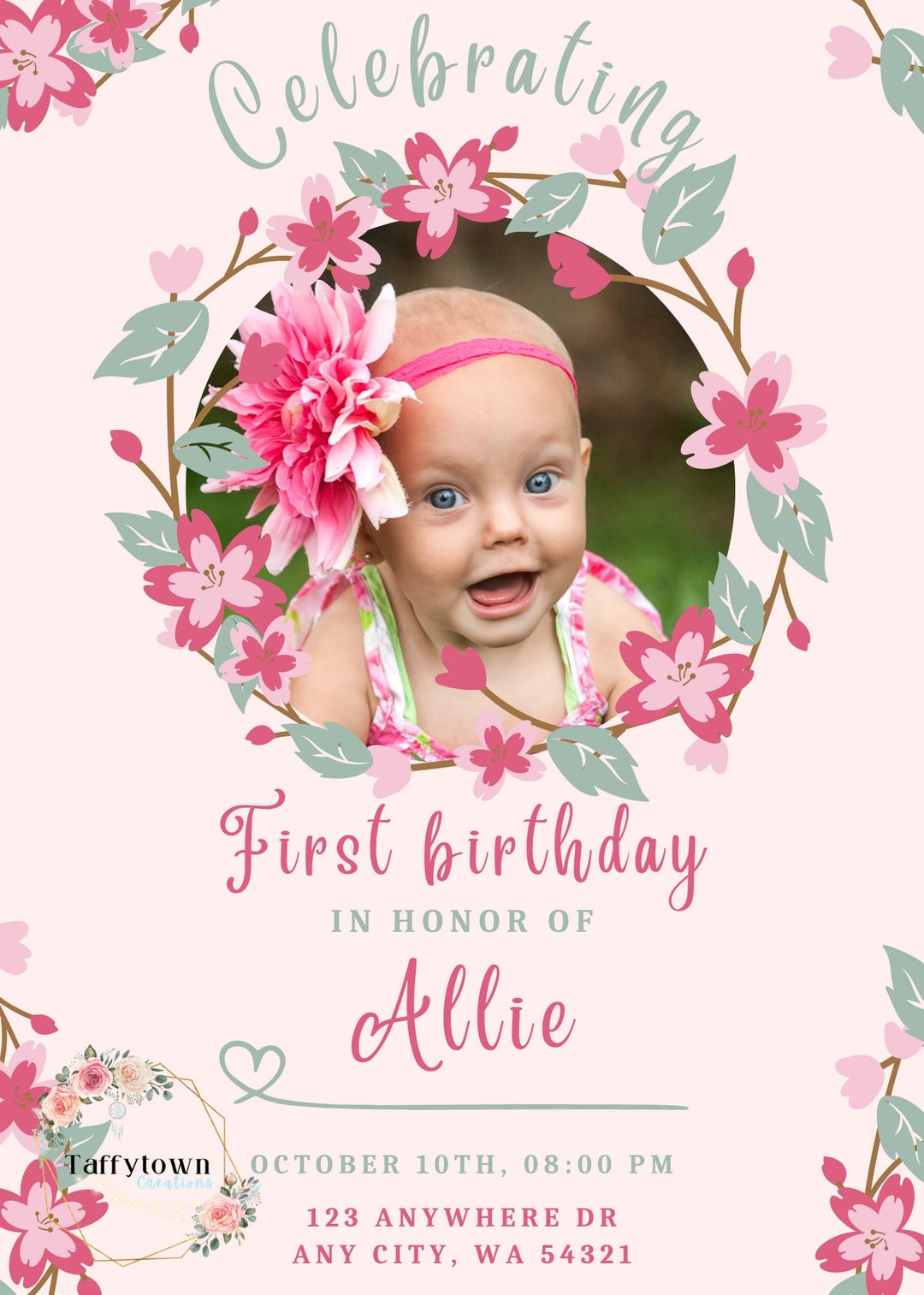 Digital Birthday Invitation. Editable Templet. Birthday Girl Etsy
