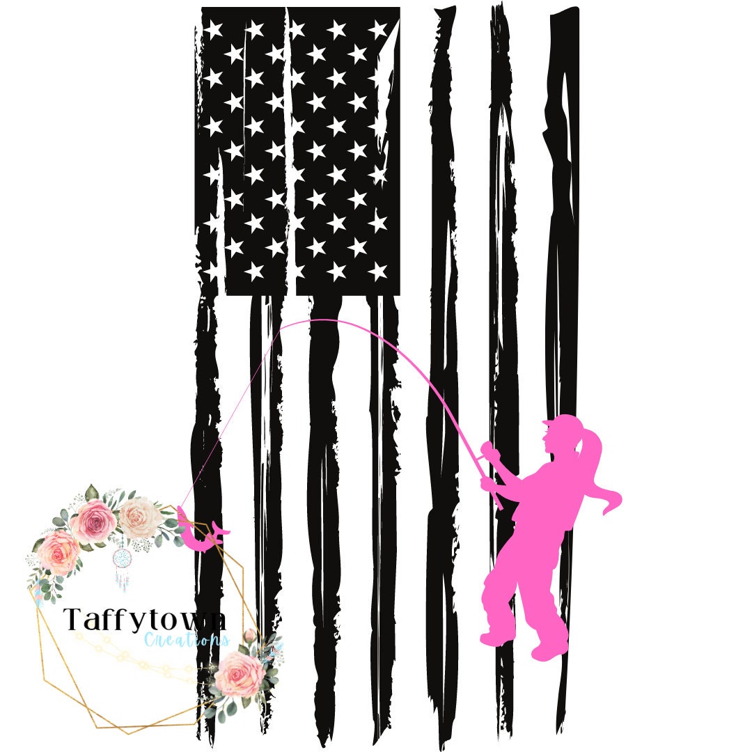 American Flag Female Fisher Casting Digital Design - Etsy