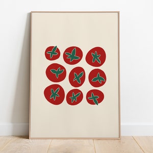 Tomato Art Print, Food art, Vegetable Poster, Tomato Poster, Kitchen Wall Art, Food Illustration, Vegetable Print, Digital Download