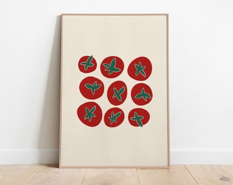 Tomato Art Print, Food art, Vegetable Poster, Tomato Poster, Kitchen Wall Art, Food Illustration, Vegetable Print, Digital Download