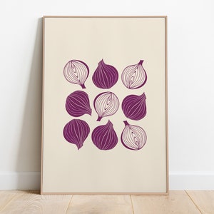 Red Onion Art Print, Onion Wall Art, Red Onion Wall Decor, Onion Lover, Vegetable Wall Art, Kitchen Poster, Printable Art, Digital Download