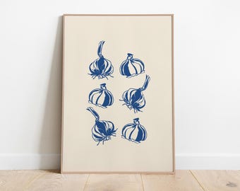 Funky Garlic Art Print: Kitchen Vegetable Poster (Digital Download)