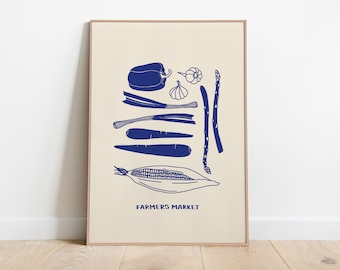 Farmers Market Vegetable Print: Kitchen Wall Art (Digital Download)