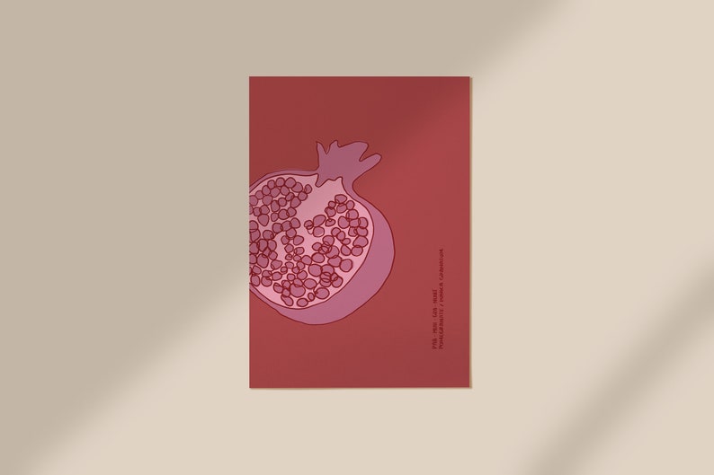 Pomegranate Print, Fruit Art Print, Minimalist Pomegranate Poster, Fruit Market Printable Art, Abstract Poster, Modern Art, Digital Download image 4