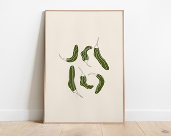 Shishito Peppers Print: Kitchen Vegetable Wall Art (Digital Download)