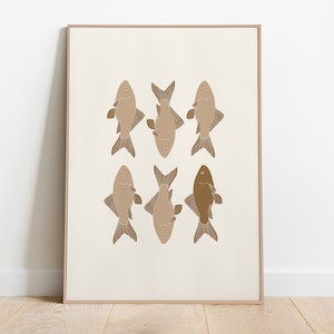 Neutral Fish Art Print, Fish Poster, Fish Wall Art Poster, Printable Fish Print, Scandinavian Fish Art, Modern Wall Art, Digital Download