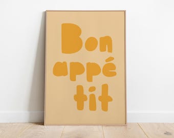 Bon Appetit Kitchen Art Print: Modern Food Poster (Digital Download)