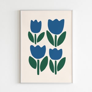 Chunky Tulip Art Print, Tulip Art, Botanical Wall Art, Floral Printable Art, Digital Download