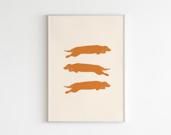 Impresión de perro salchicha: Arte minimalista para amantes de los perros, ilustración de salchicha (descarga digital)
