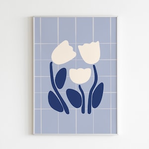 Abstract Tulip Art Print, Modern Botanical Illustration (Digital Download)