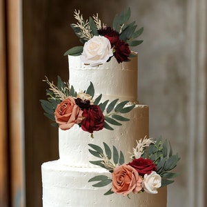 Terracotta Flower Cake Toppers Fall Wedding Cake,Floral Cake Decoration, Cake Topper Flowers, Rust wedding, Fall cake toppers