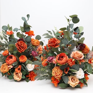 A&F Custom Floor Arrangement| Wedding Aisle Flower Burnt Orange | Wedding Standing Floor|Flower Floor Aisle Arrangement|Wedding Aisle Marker