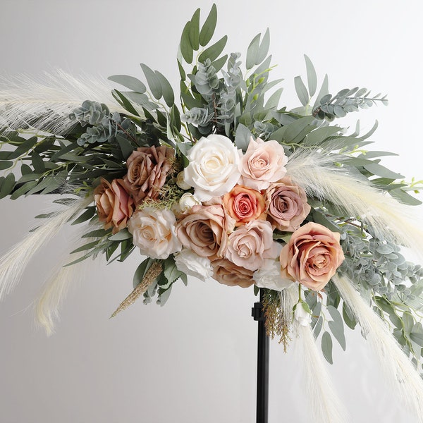 A&F Wedding Arch Arrangement Orange Brown Terracotta , Pampas Arch Arrangement, Silk Floral Decoration , Wedding Decor,  Pampas Wedding Swag