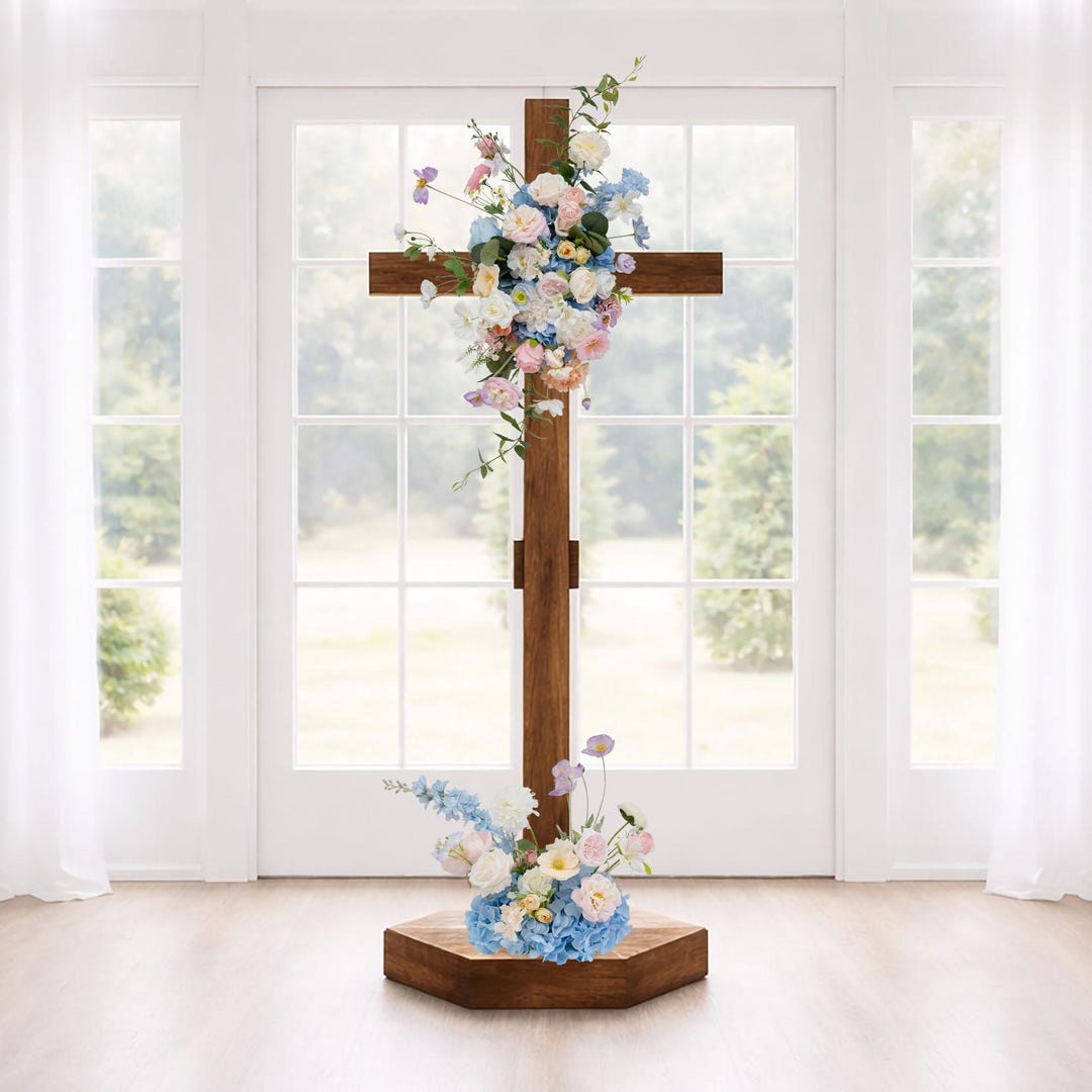A&F Wedding Cross Flowers Set of 2, Church Cross Floral Arrangement ...