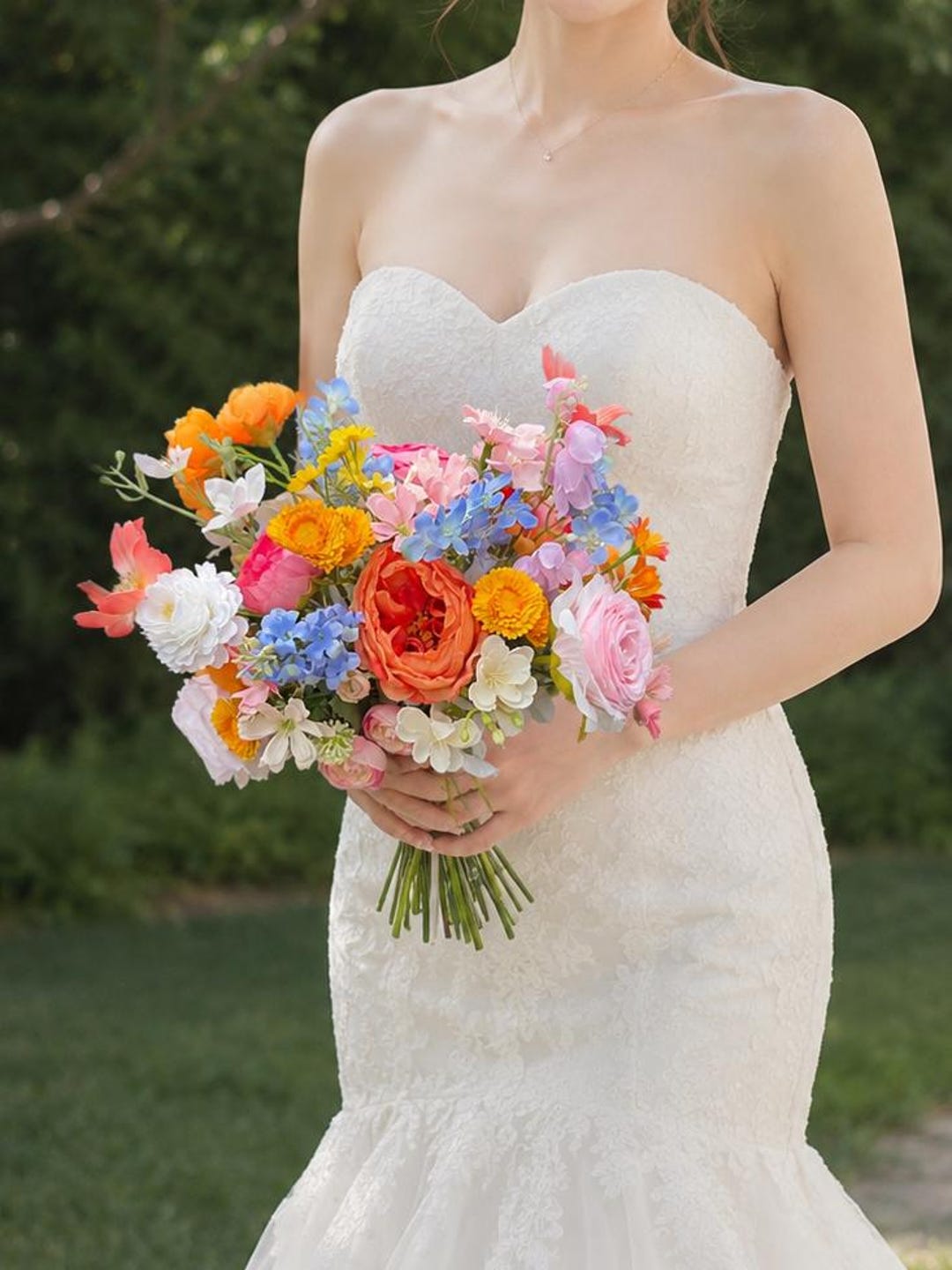 A&F Colorful Wildflower Bridal Bouquet, 10" Wedding Bouquet, Spring ...
