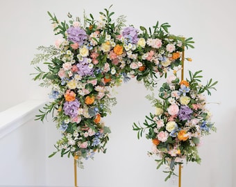 A&F Wild Colorful Wedding Arch Flowers Set Pastel Garden Style Floral Arch Arrangement Spring Summer Ceremony Backdrop Decor