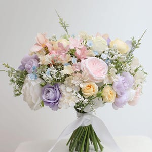 A&F Pastel Wedding Flowers, Garden Wildflower Bouquets, Watercolor Bouquets, Colorful Bridal Bouquet, Soft Color Wedding Bouquet