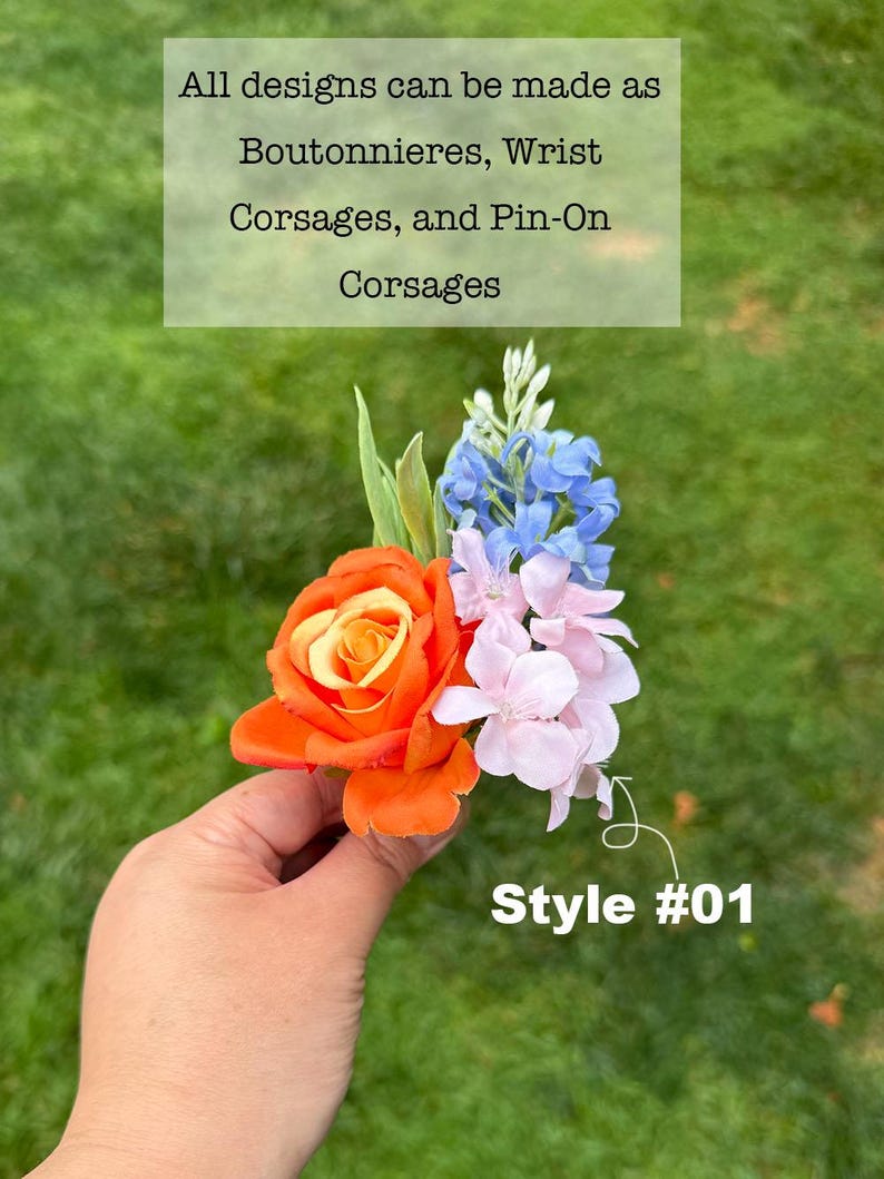 A&F Colorful Wildflower Bridal Bouquet, Orange Blue Spring Wedding ...