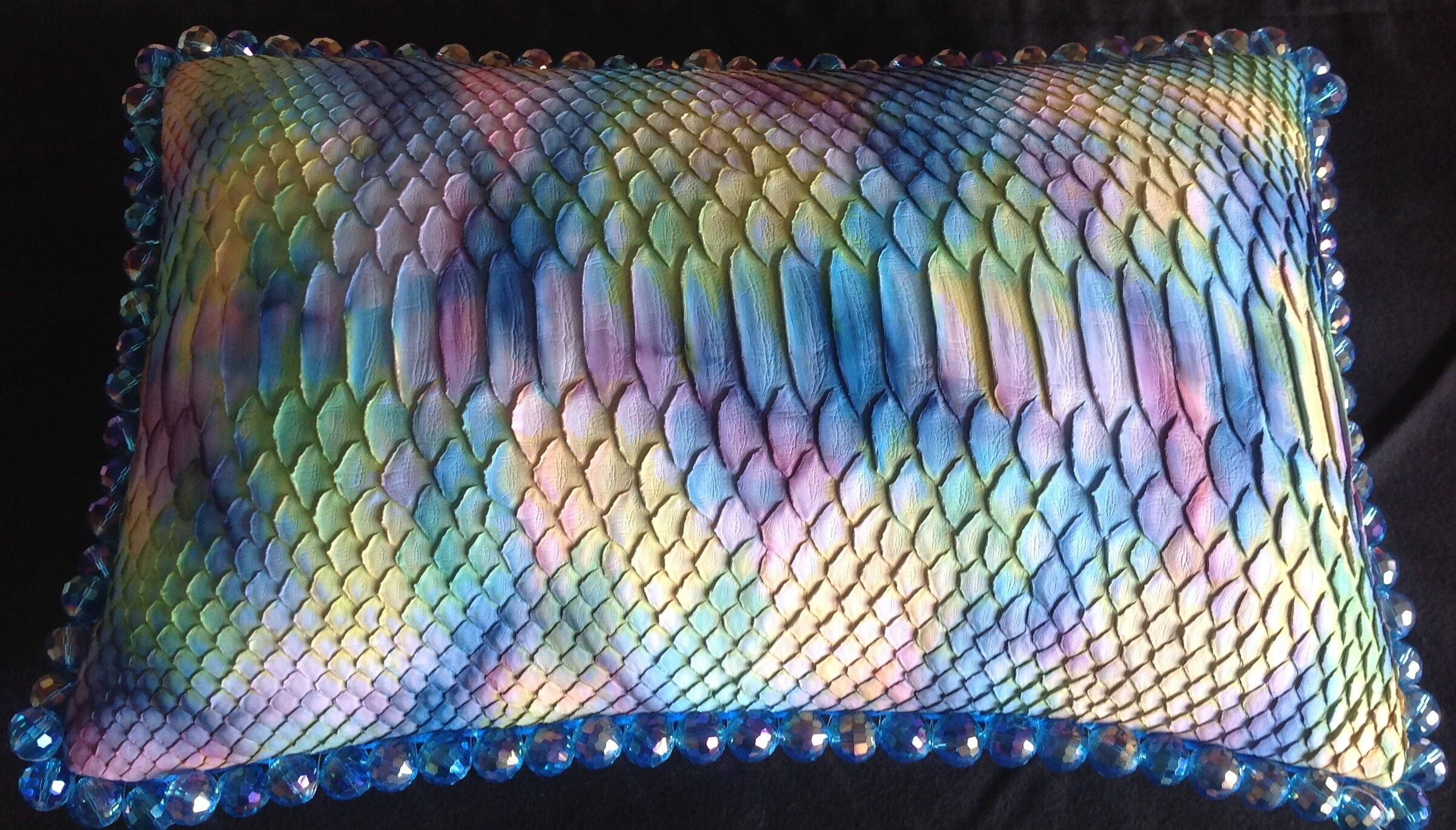 Custom Made Genuine Python and Pig Suede Decorative Pillows With Glass ...