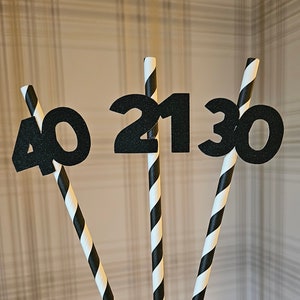 Personalised Birthday Number Party Straws | 18th Birthday Decor | 21st Birthday Decor | 30th Party Decorations | Birthday Party Decorations